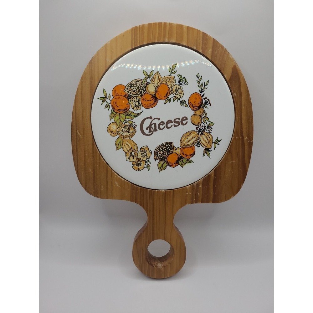 Vintage MCM Ceramic Wood Cheese Board Kitchen Mid Century Country‎